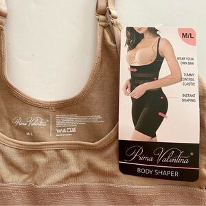 Prima Valentina Beige Tan Shapewear Bodysuit M/L Underwear
